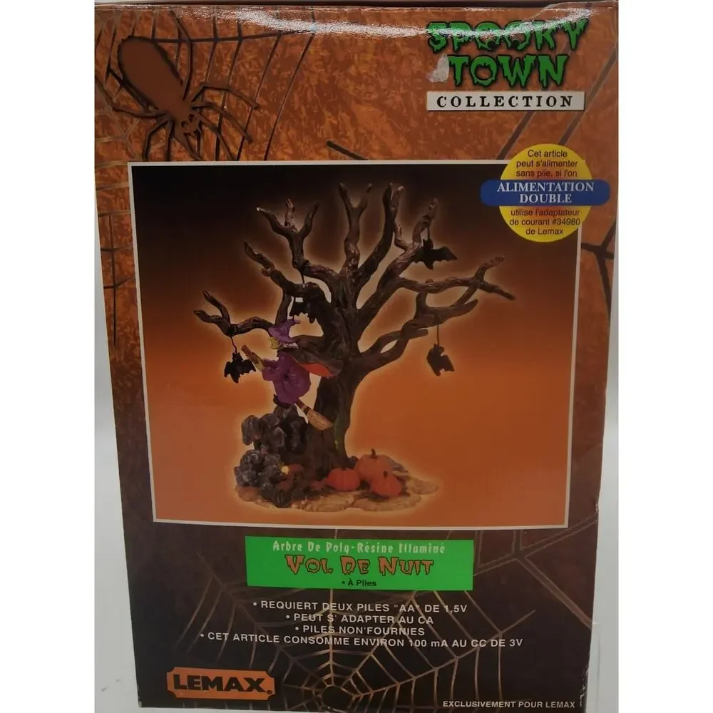Lemax NIGHTFLIGHT Lighted Spooky Town Halloween Tree Witch 2002 Retired 24762A